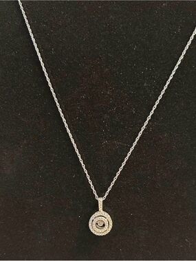Diamond Silver Circular Halo Pendant Necklace - Women Jewelry